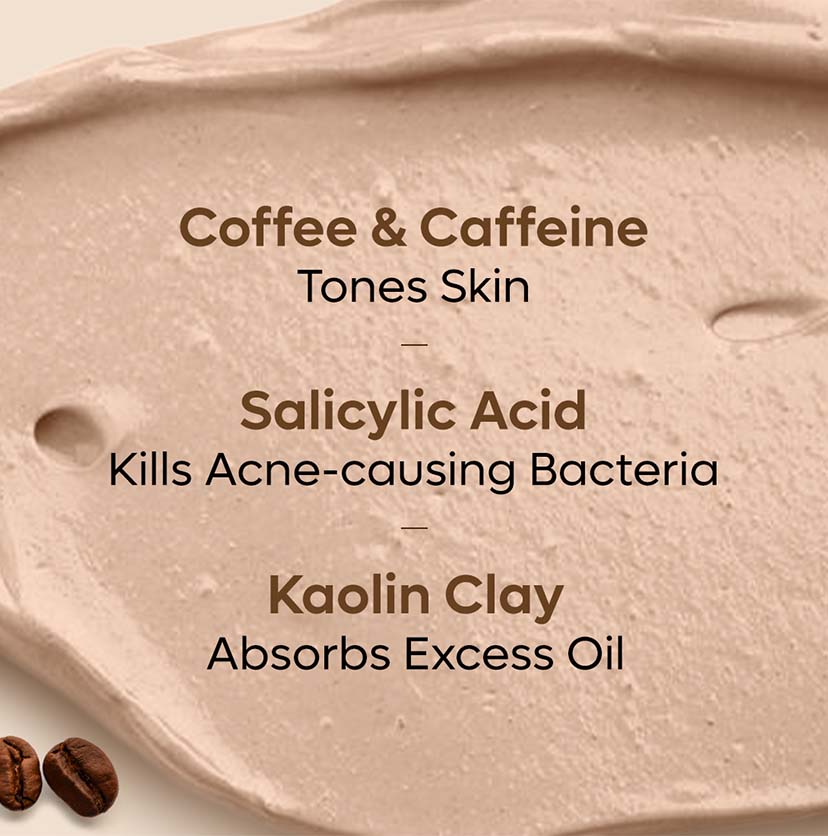 Cappuccino Coffee Face Mask with Salicylic Acid - Kaolin Clay | For Acne Prone Skin - 100g