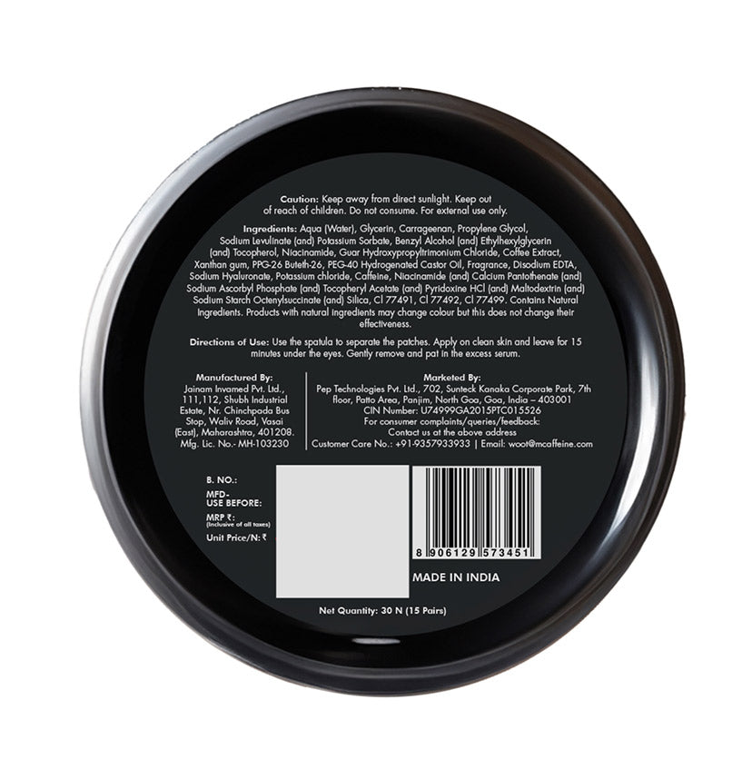 Coffee Hydrogel Under Eye Patches with Caffeine & HA - 15 Pairs