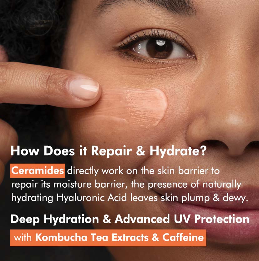 Hydra Repair Kombucha Tea Sunscreen SPF 50 PA++++ with Ceramides | Lightweight & No White Cast - 50 ml