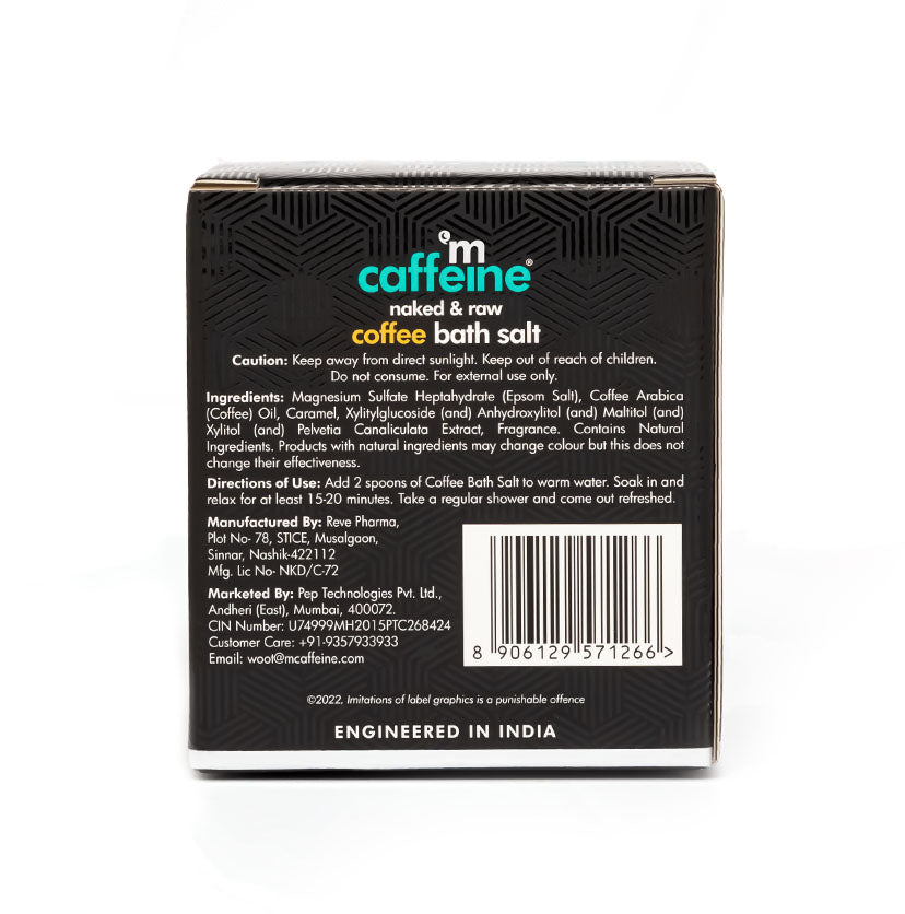 Coffee & Epsom Bath Salt to Destress & Relax - 200g - Natural & 100% Vegan