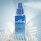mCaffeine Anti-Frizz Perfume Hair Spray 31% Shine Complex - AHA complex and vitamin E - spray bottle misting among white combs