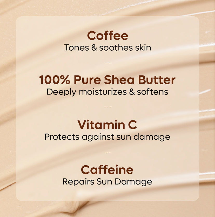 Coffee Body Lotion with Shea Butter for Non-Greasy Moisturization & Soft Skin - 250ml