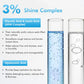 mCaffeine High Shine Glossing Shampoo 250 ml - shine complex panel for the AHA blend and hyaluronic acid beside test tubes
