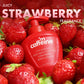 mCaffeine 11% AHA BHA Strawberry Body Lotion 200 ml - strawberry fragrance visual with the bottle among fresh strawberries