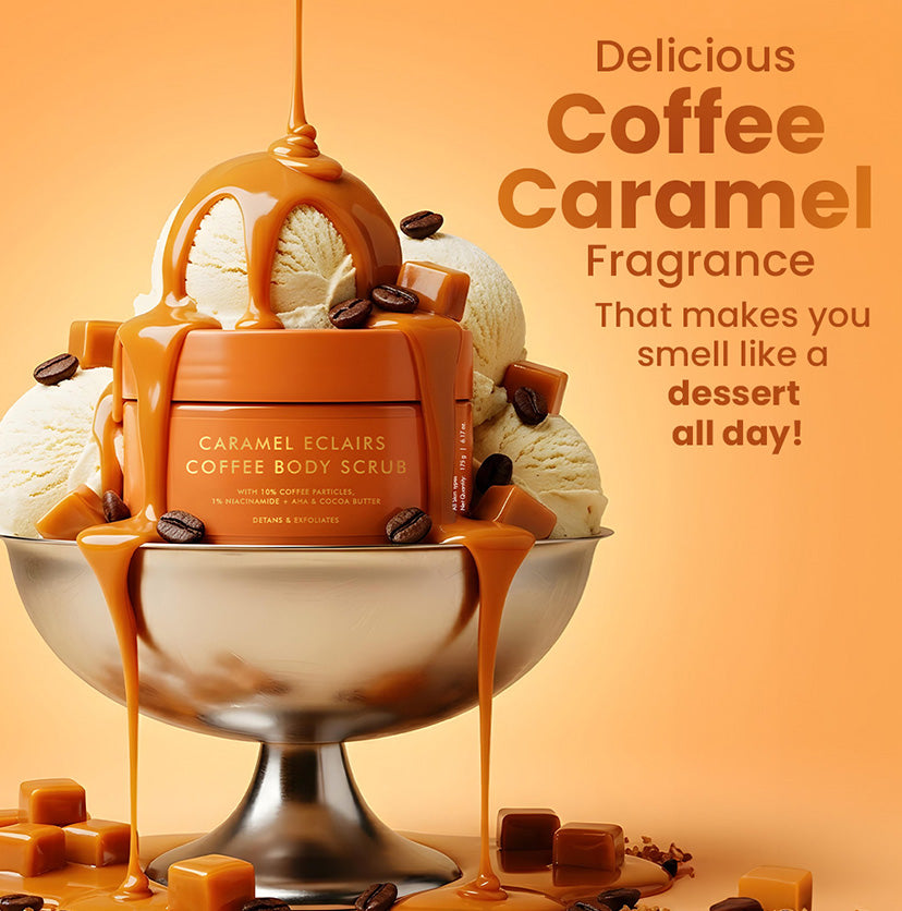 Caramel Eclairs Coffee Body Scrub - 175 g | 10% Coffee & AHAs