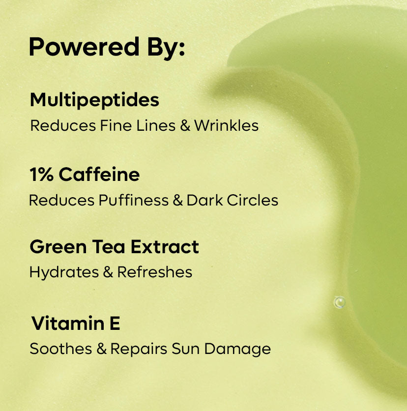 Green Tea Hydrogel Under Eye Patches with 1% Caffeine | Reduces Fine Lines - 15 Pairs