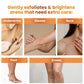 mCaffeine Caramel Eclairs Coffee Body Scrub 175 g - application areas panel for underarms, elbows, neck, feet and knees