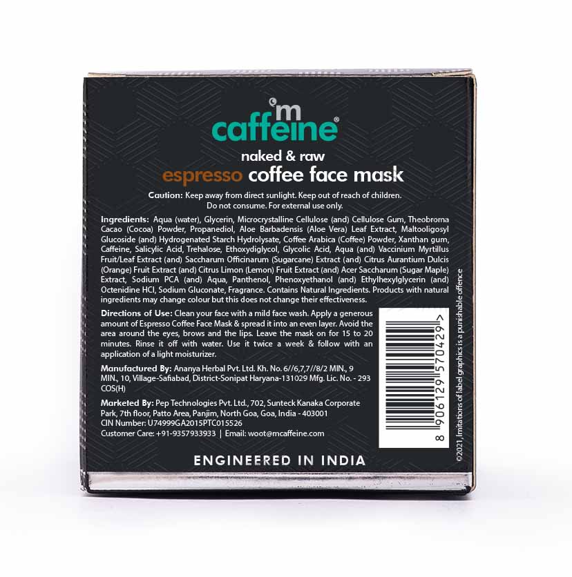 Espresso Coffee Face Mask with Natural AHA & BHA | All Skin Types - 100g