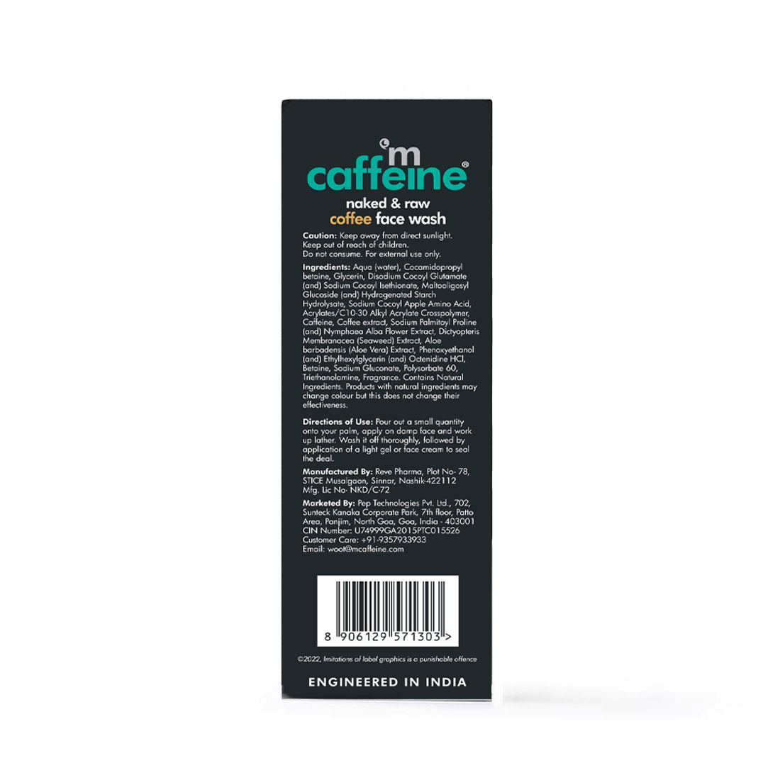 Coffee Face Wash to Remove Tan & Deeply Cleanse - 75 ml - Natural & 100% Vegan
