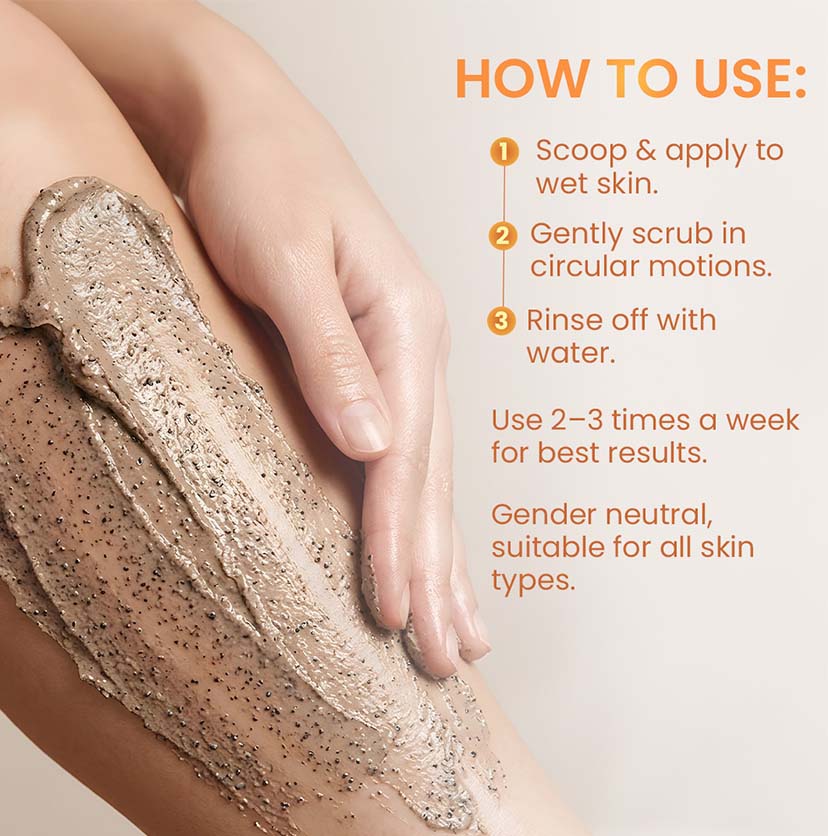 mCaffeine Caramel Eclairs Coffee Body Scrub 175 g - how to use panel with the scrub spread along a forearm