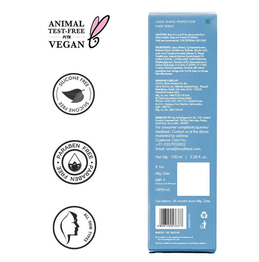 Anti-Frizz Perfume Hair Spray , 31% Shine Complex For Instant Gloss