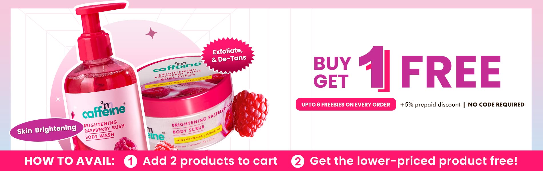 Buy 1 Get 1 Free on mCaffeine Products + Extra 5% Off on Prepaid