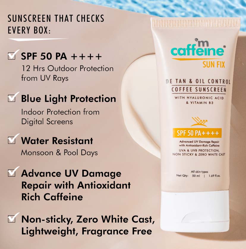 Detan & Oil Control Coffee Sunscreen SPF 50 PA++++ | Lightweight & No White Cast - 50 ml