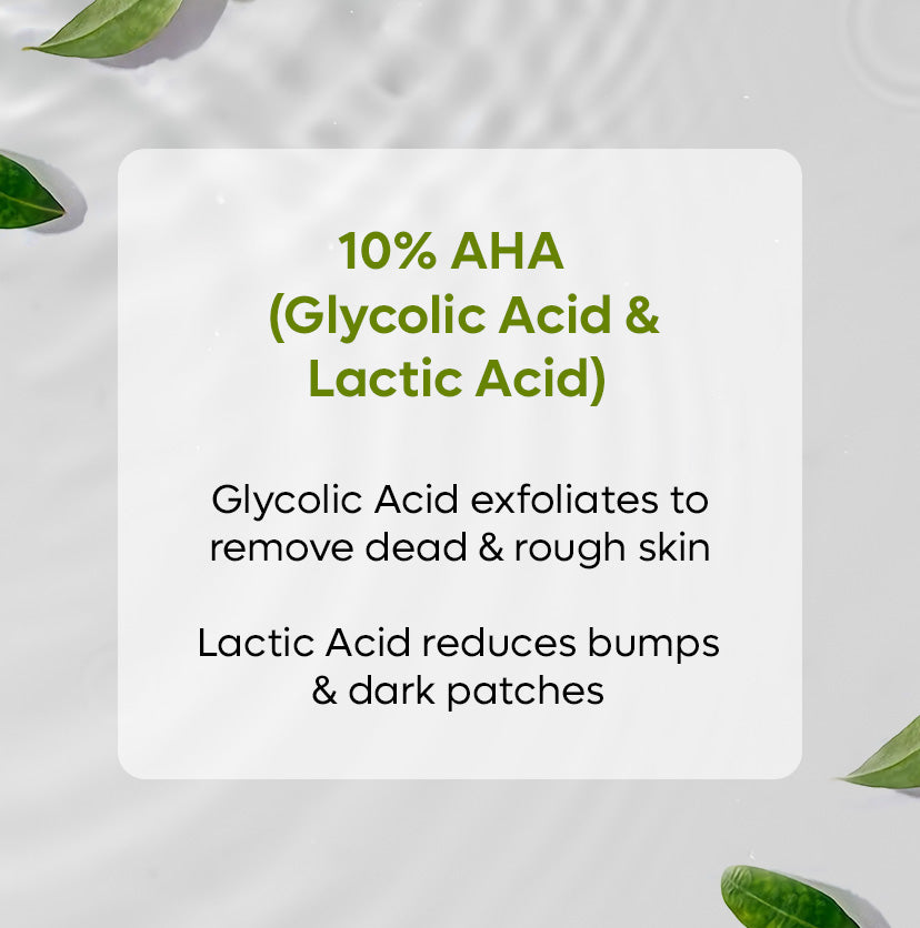 Green Tea & 10% AHA Body Wash for Rough & Bumpy Skin| Prevents Strawberry Skin - 200 ml