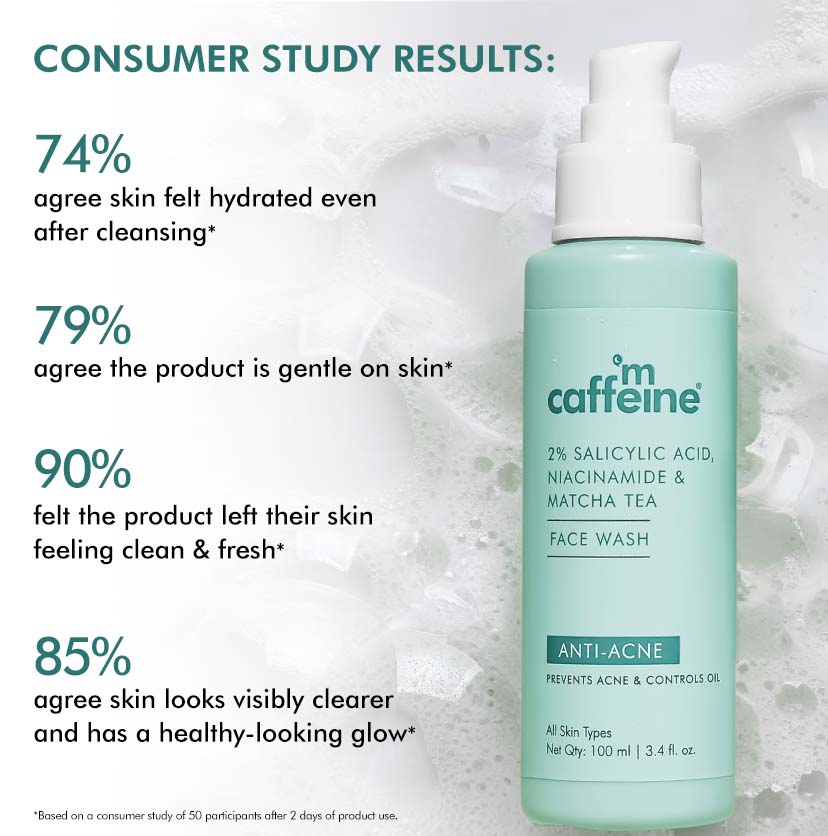 2% Salicylic Acid Niacinamide & Matcha Tea Face Wash | Oily & Acne Prone Skin - 100 ml