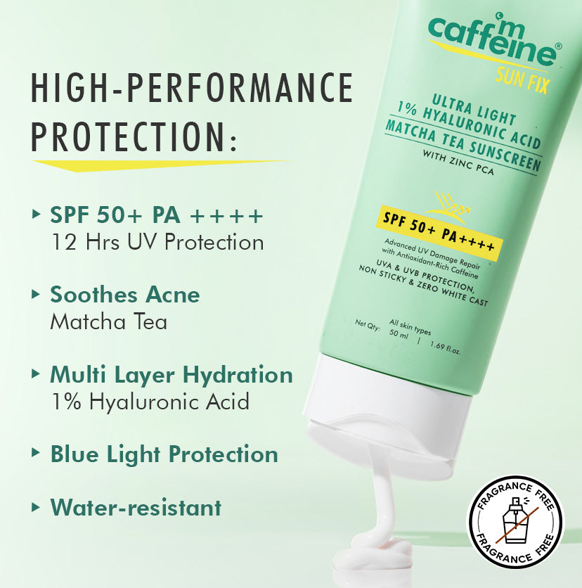Sun Fix Ultra Light 1% Hyaluronic Acid Matcha Tea Sunscreen SPF 50+ PA++++