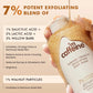 mCaffeine Caramel Crunch Exfoliating Body Wash 300 ml - blend panel for 1% salicylic acid, 2% lactic acid, 3% willow bark and 1% walnut particles