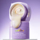 mCaffeine Super Glow Flash Facial Mask 50 gm - two stacked purple jars with the mask dripping from the open one