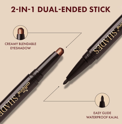 Duo-Verse 2-in-1 Kajal + Eyeshadow - Espresso Brown & Black Magic, 1g & 0.25g