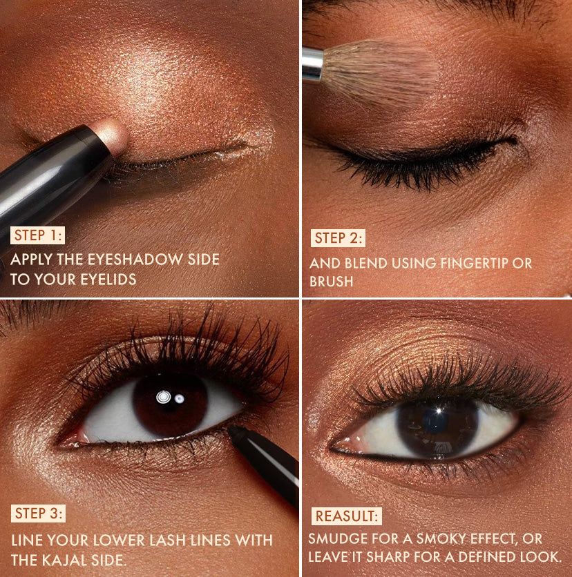 Duo-Verse 2-in-1 Kajal + Eyeshadow - Blush Gold & Black Magic, 1g & 0.25g