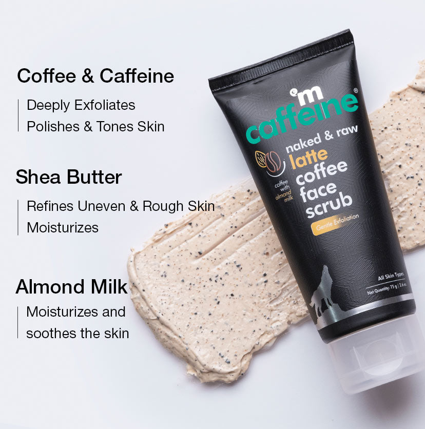 Milky Brew Coffee Face Scrub with Almond Milk for 24 Hrs Moisturization - 75 g - Natural & Vegan
