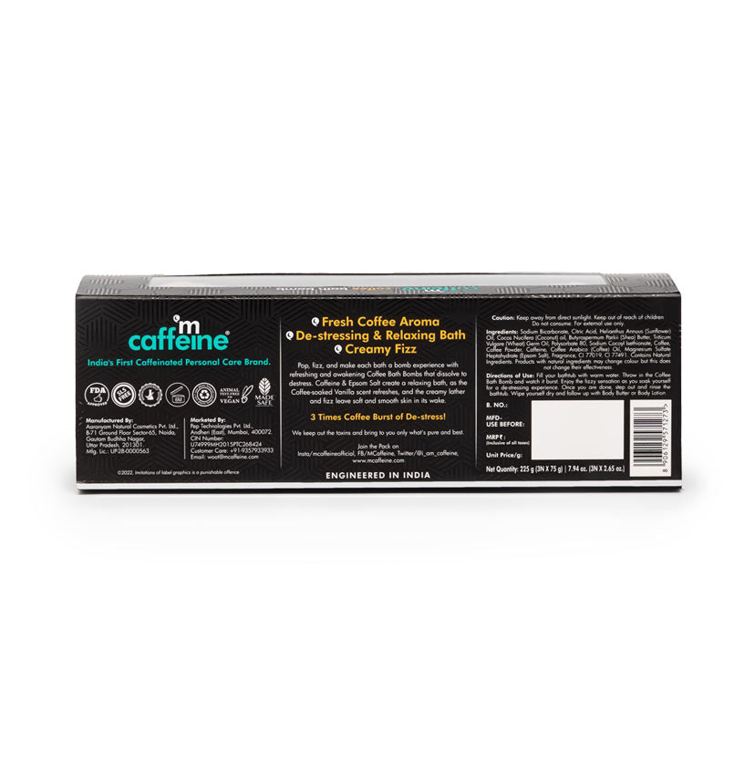 De-Stressing Coffee Bath Bomb (Set of 3) | Coffee Aroma | Natural & 100% Vegan
