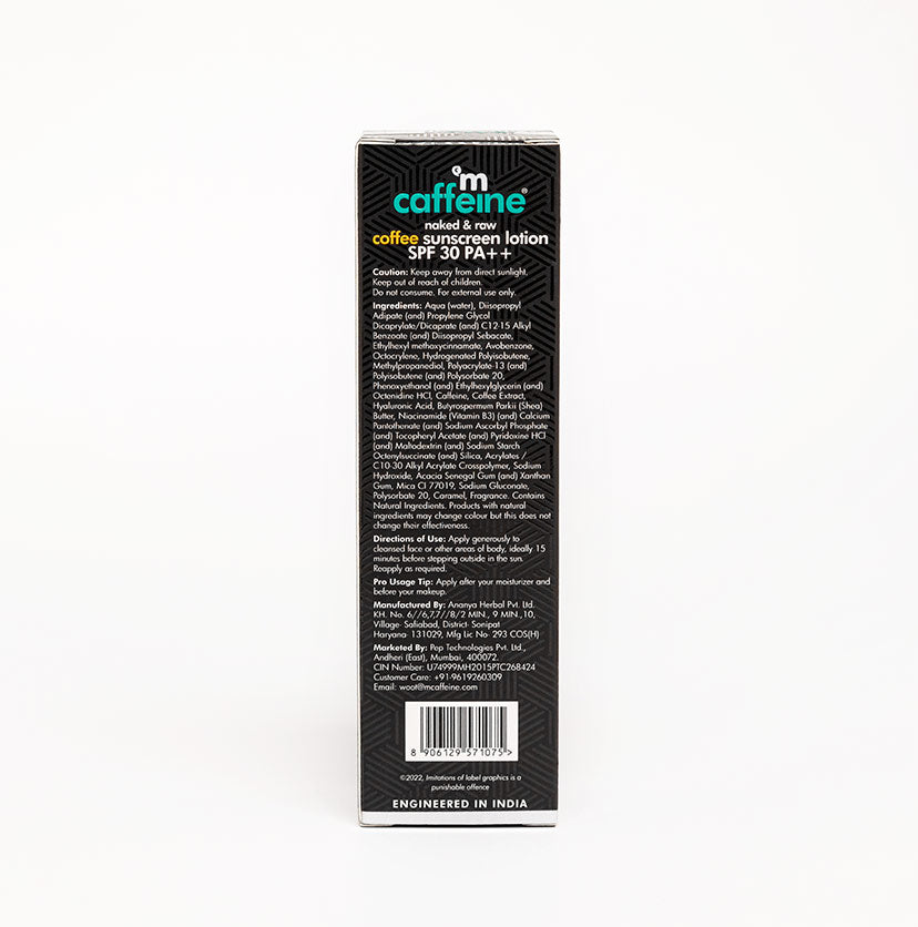 Coffee Lotion Sunscreen Ingredients