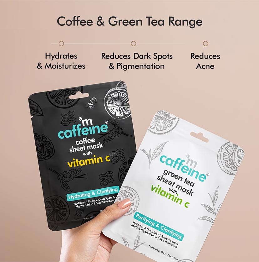 Hydrating & Clarifying Green Tea & Coffee Sheet Masks - Value Pack of 6