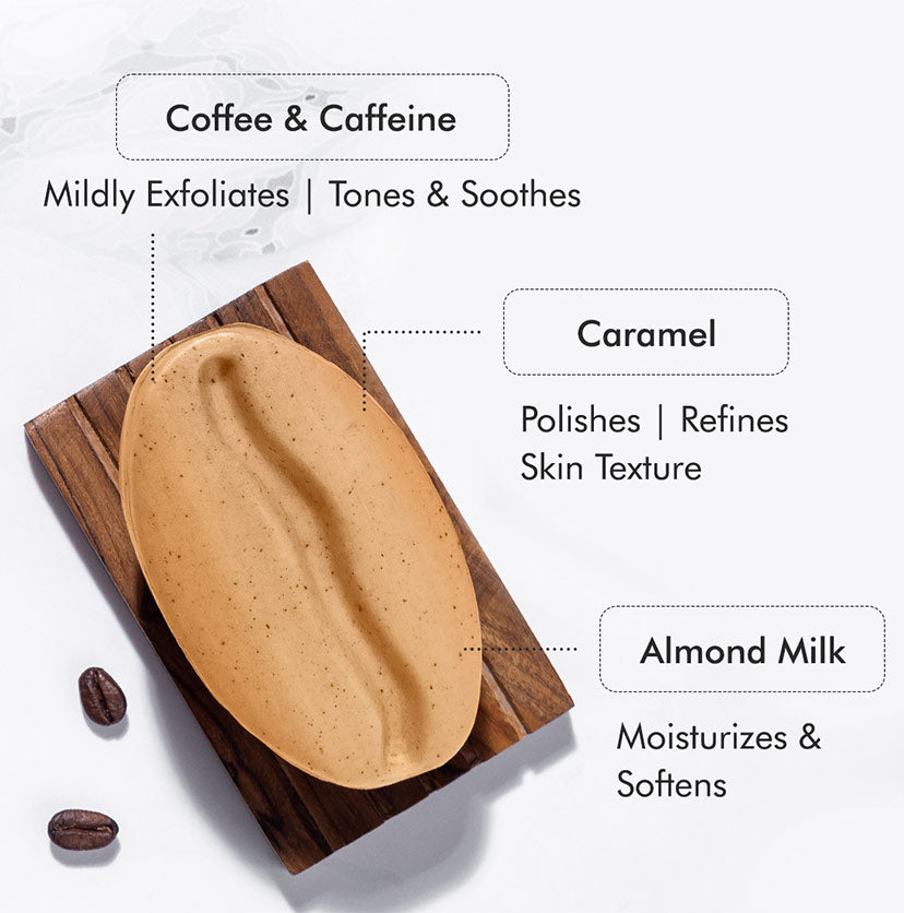 Exfoliating Coffee Bathing Soap for Tan Removal - 75g - Natural & 100% Vegan