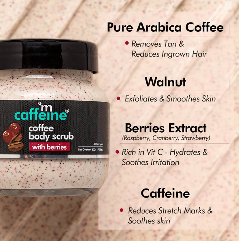 Coffee Body Scrub with Berries Removal Tan & Reduces Ingrowth Hair