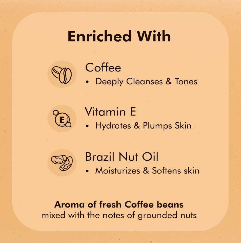 Coffee Body Wash With Coffee, Vitamin E and Brazil Nit Oil