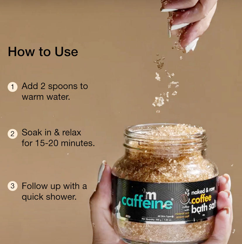 Coffee & Epsom Bath Salt to Destress & Relax - 200g - Natural & 100% Vegan