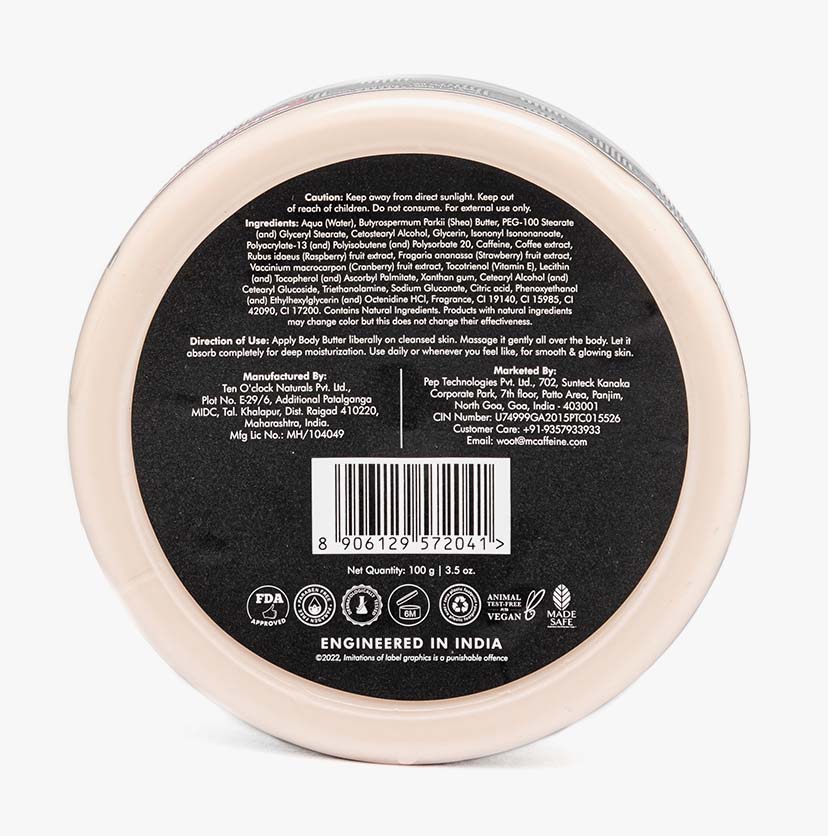 Coffee & Berries Body Butter with Shea Butter for Deep Moisturization & Smooth Skin - 100 g