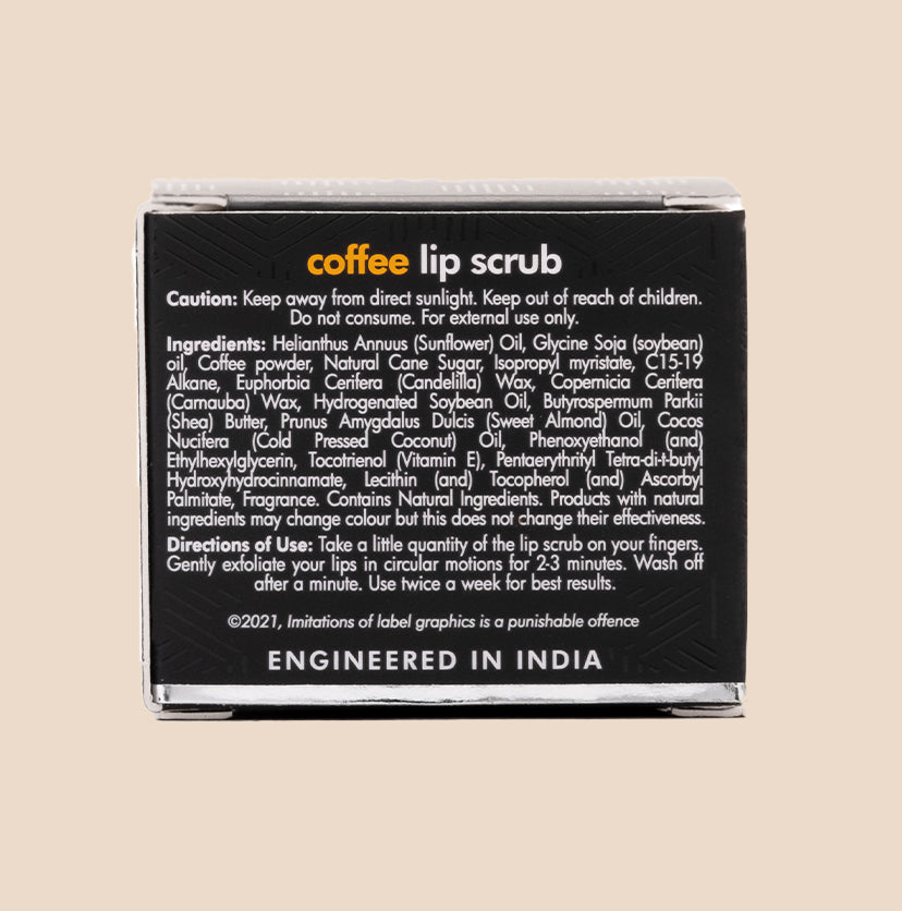 Coffee Lip Scrub for Chapped Lips | Reduces Tan & Pigmentation - 12g