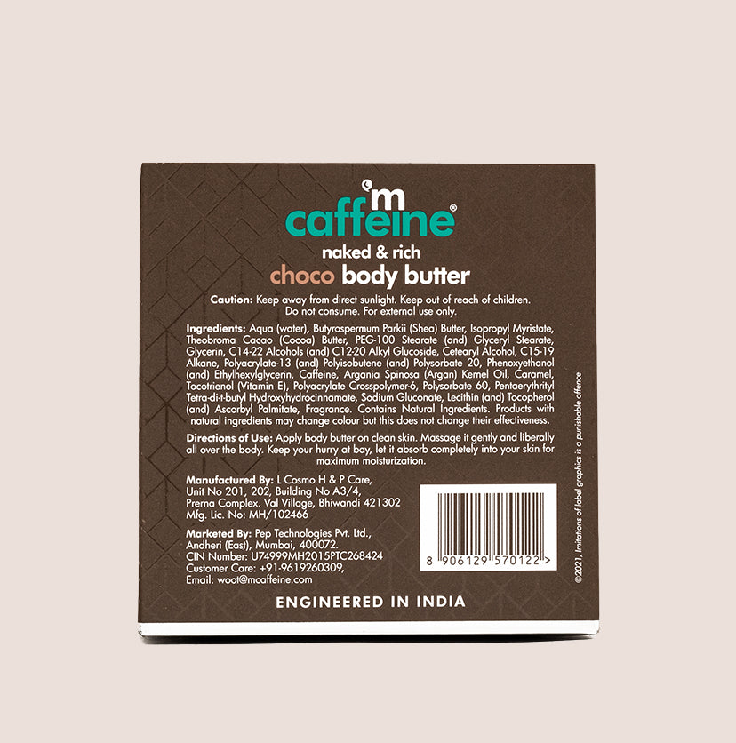 Choco & Shea Body Butter for 72 Hrs Moisturization | Reduces Stretch Marks & Heals Dry Skin - 250g