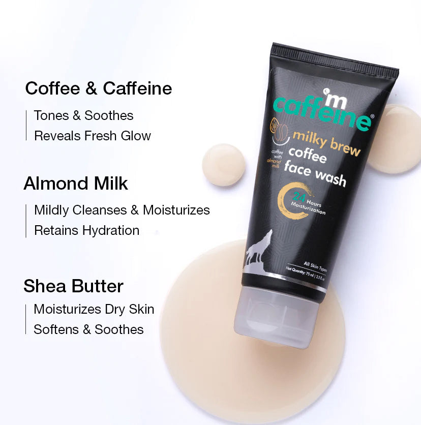 Coffee & Milk Face Wash For 24hr Moisturization - 75 ml - Natural & Vegan