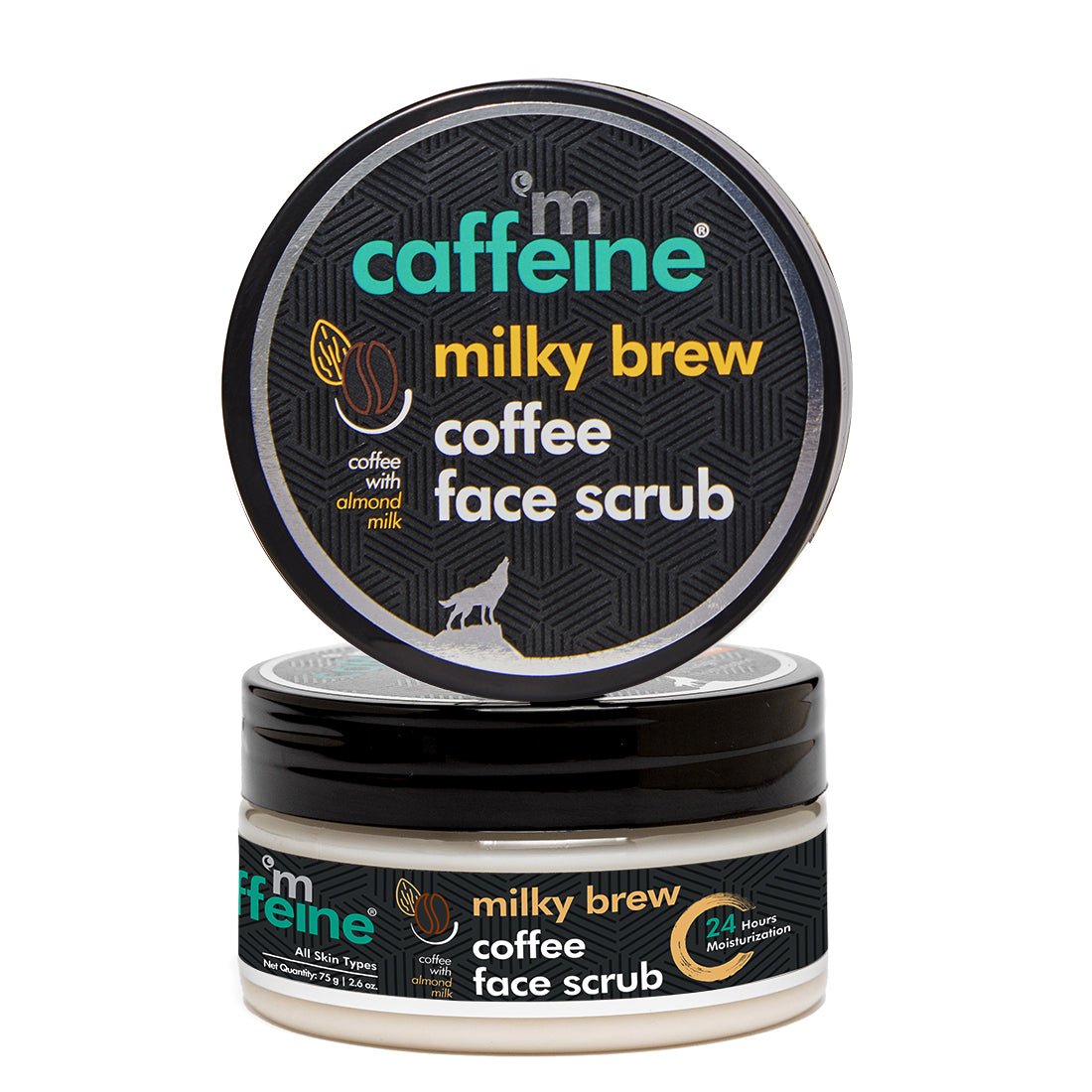 Milky Brew Coffee Face Scrub with Almond Milk for 24 Hrs Moisturization - 75 g - Natural & Vegan